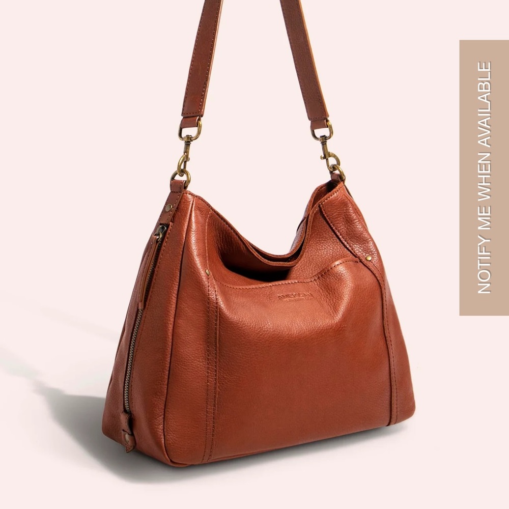 American Leather Co Austin Shoulder Bag Caffe Latte Color - Picture 8 of 10